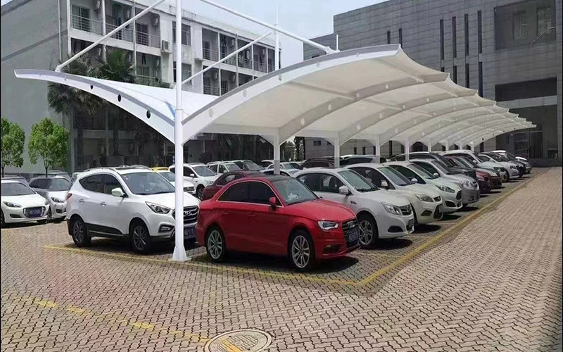 Tensioned Structure Outdoor Cantilever Parking Shed Parking Lot PVC PVDF Membrane Structure